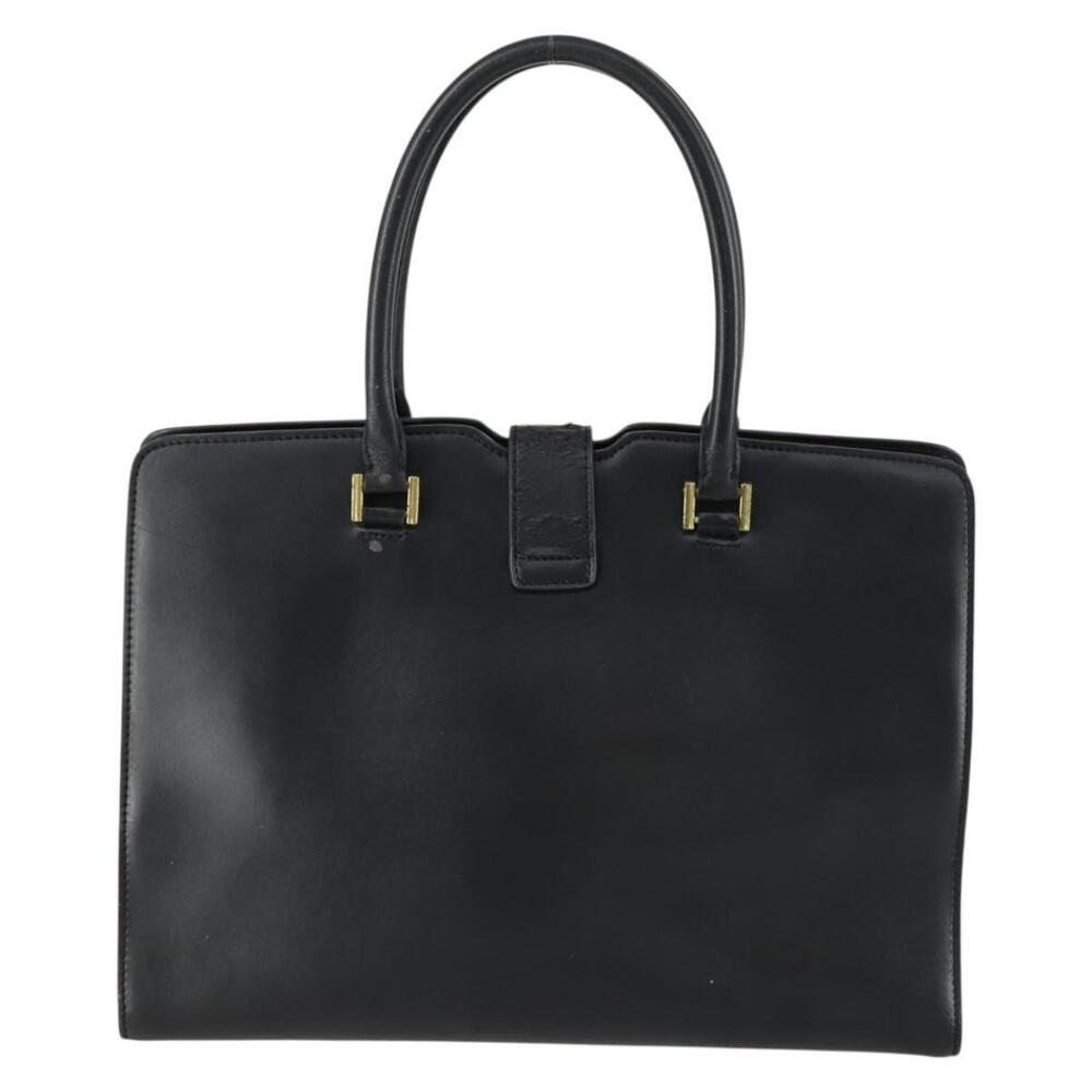SAINT LAURENT Kabas Hand Bag Leather Black Gold Auth ki6216 - Picture 2 of 16